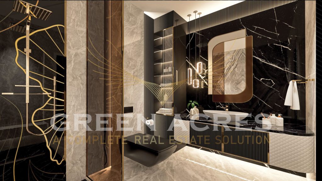 Luxurious lobby area of Bayz 101 with contemporary design.