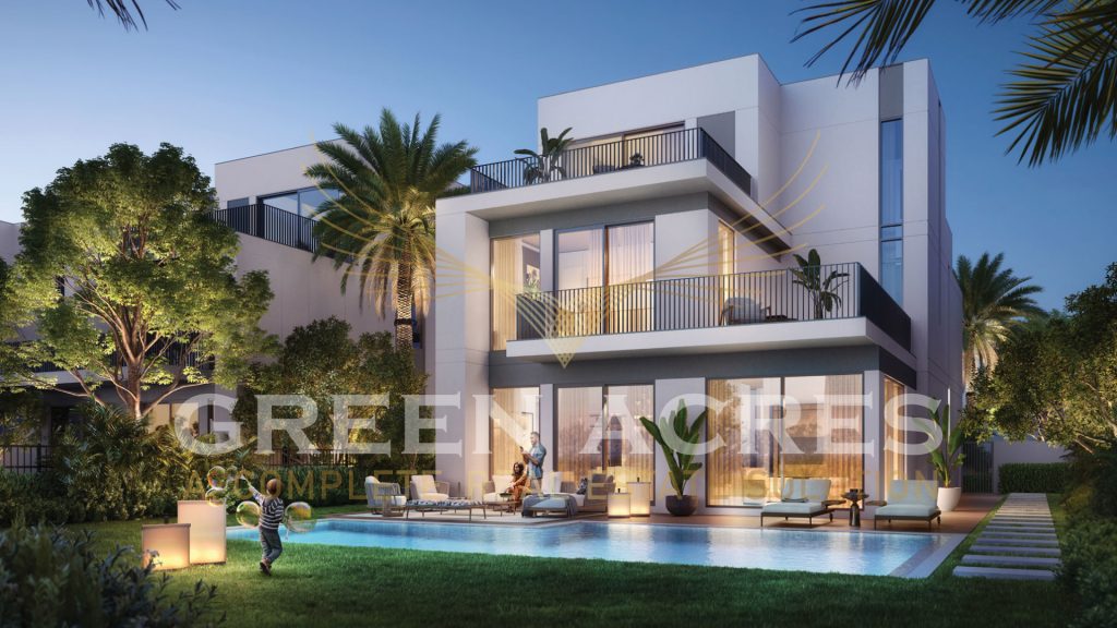 Emaar Fairway Villas offers a variety of amenities including retail outlets, a swimming pool, kids play area, bicycle and jogging tracks, lush gardens, a mosque, and schools.